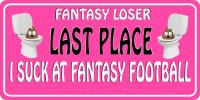 Fantasy Football Loser Last Place Pink Photo License Plate