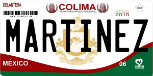 Mexico Colima Photo License Plate