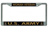 Woman Veteran U.S. Army Chrome License Plate Frame