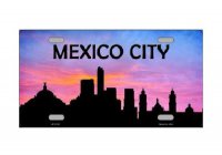Mexico City Skyline Silhouette License Plate