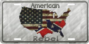 American Rebel Confederate Flag Metal License Plate
