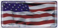 Wavy American Flag Photo License Plate