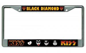 KISS Black Diamond Chrome License Plate Frame
