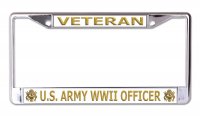U.S. Army WW2 Officer Veteran Chrome License Plate Frame