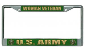 Woman Veteran U.S. Army Chrome License Plate Frame