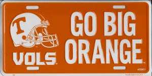 Tennessee Volunteers Go Big Orange Metal License Plate