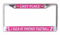 Last Place Fantasy Football I Suck Chrome License Plate Frame