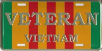 Vietnam Veteran Metal License Plate
