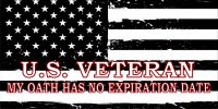 U.S. Veteran My Oath Has No Expiration Date Photo License Plate