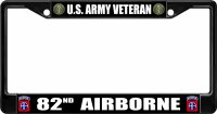 U.S. Army Veteran 82nd Airborne Black License Plate Frame