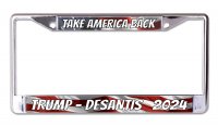 Trump DeSantis 2024 Take America Back Chrome License Plate Frame