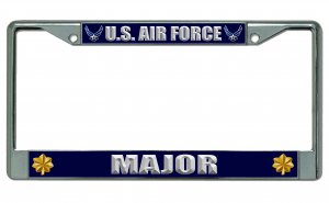 U.S. Air Force Major Chrome Photo License Plate Frame