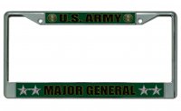 U.S. Army Major General Chrome Photo License Plate Frame