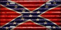 Confederate Flag Corrugated Metal License Plate