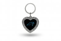 Carolina Panthers Bling Rhinestone Heart Keychain