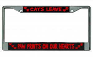 Cats Leave Paw Prints Chrome License Plate Frame