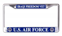 U.S. Air Force Iraqi Freedom Vet Chrome License Plate Frame