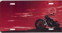 Motorcycle (Chopper) Offset Red Airbrush License Plate