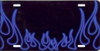 Blue Neon Flames License Plate