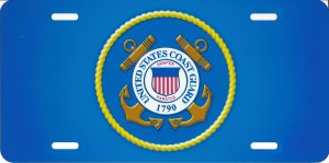 United States Coast Guard Blue Photo License Plate