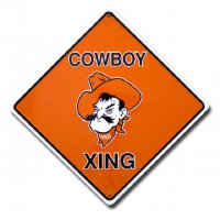 Oklahoma State Cowboys Xing Metal Parking Sign