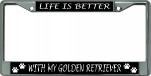 Life Is Better With My Golden Retriever Chrome Frame