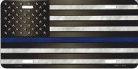 Police Officer Thin Blue Line On U.S. Flag License Plate