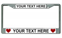 Your Text Here Hearts Chrome License Plate Frame