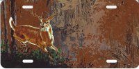 Jumping Buck In The Woods Offset Airbrush License Plate