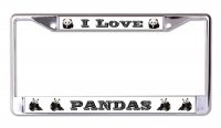 I Love Pandas Chrome License Plate Frame