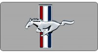Ford Mustang Tri-bar Pony Logo Gray Photo License Plate