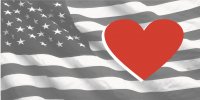 Wavy American Flag With Heart Photo License Plate