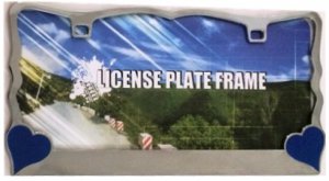 Blue Hearts On Chrome License Plate Frame