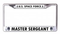 U.S. Space Force Master Sergeant Chrome License Plate Frame