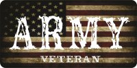 U.S. Army Veteran On Worn U.S. Flag Photo License Plate