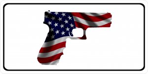 American Flag Handgun 2nd Amendment Photo License Plate