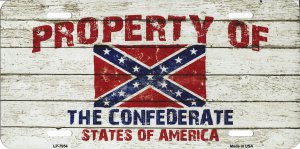 Property Of The Confederate States Rebel License Plate