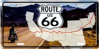 Route 66 Mountains Map Metal License Plate