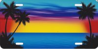 Palm Trees Sunset Airbrush License Plate