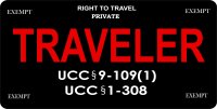Traveler Right To Travel Red Letters On Black License Plate
