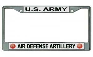 U.S. Army Air Defense Artillery Chrome License Plate Frame