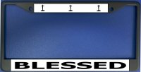 Blessed With Crosses Black License Plate Frame