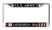 U.S. Army Afghanistan Iraq Chrome License Plate Frame