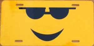 Smiley Face with Sun Shades Photo Metal License Plate