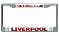 Liverpool Football Club On White Chrome License Plate Frame