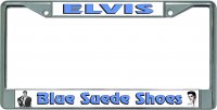 Elvis Blue Suede Shoes Chrome License Plate Frame