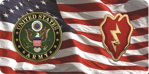 U.S. Army 25th Infantry On U.S. Flag Photo License Plate
