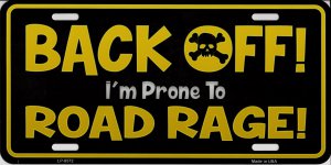 Back Off Road Rage Metal License Plate