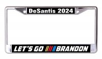 DeSantis 2024 Lets Go Brandon Chrome License Plate Frame