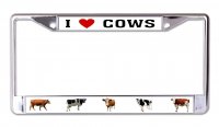 I Heart Cows Chrome License Plate Frame